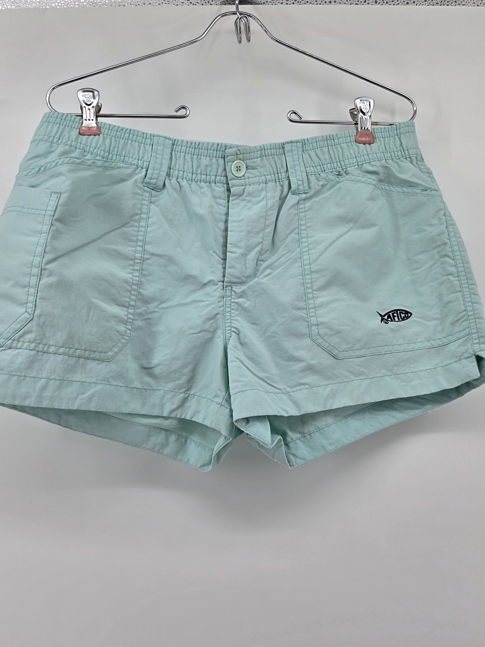 AFTCO The Original Fishing Shorts Mint Green Aqua Utility Pockets Size 6